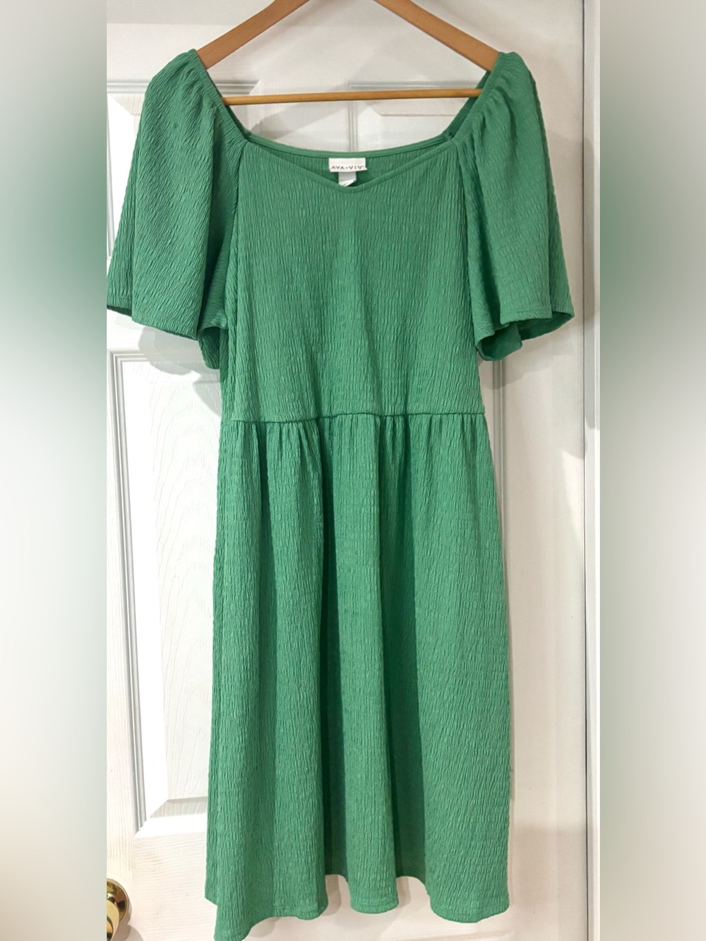 Ava & Viv Green Crinkle Babydoll Dress XXL